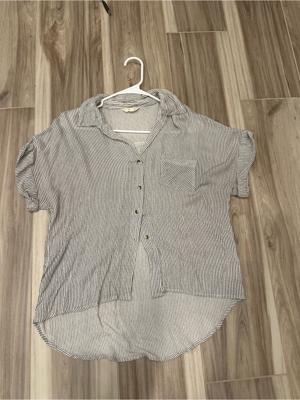 Relaxed Stripe Button-Down Shirt - White/Black
